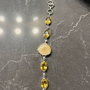 Citrine and solar quartz bracelet